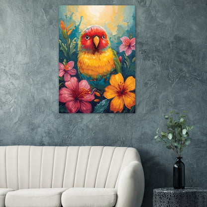 Tropical Parrot Paradise Fine Art Poster - Vivid Abstract Bird & Floral Wall Decor