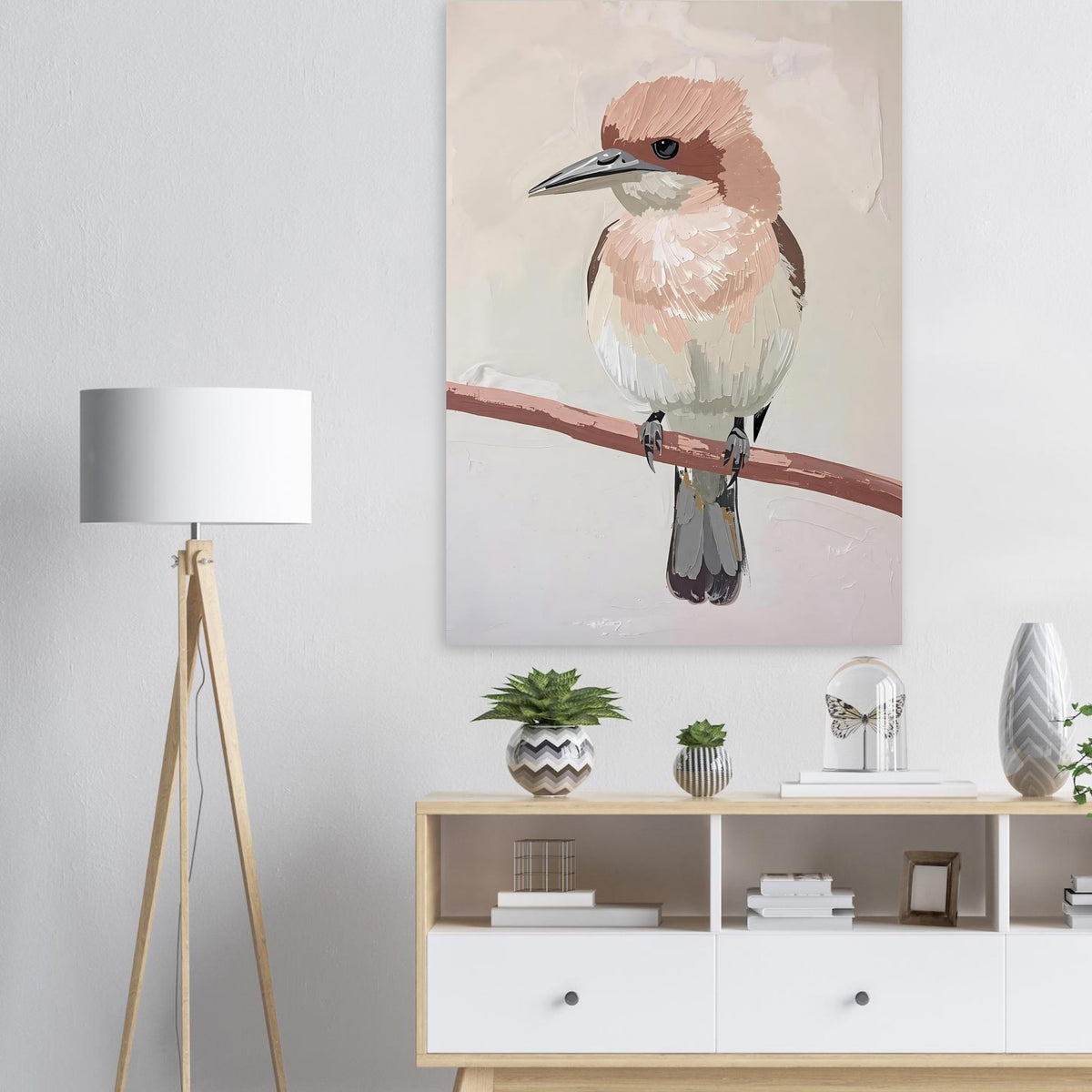 Elegant Neutral Toned Bird Fine Art Poster – Vivid Color Choices and Sizes