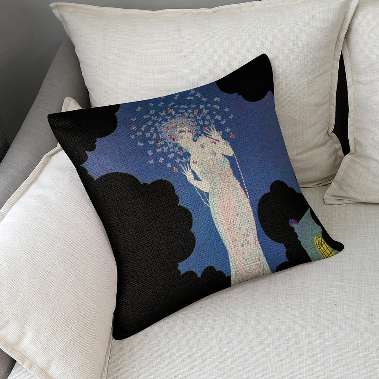 Ms Vogue Linen Cushion Pillow Cover — Double-Sided Print, 45×45cm