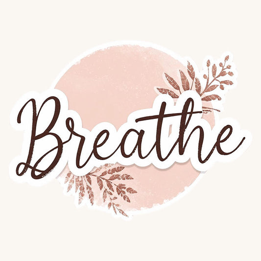 Breathe Minimalist Script | Mindfulness | White Satin Vinyl | Kiss-Cut Sticker