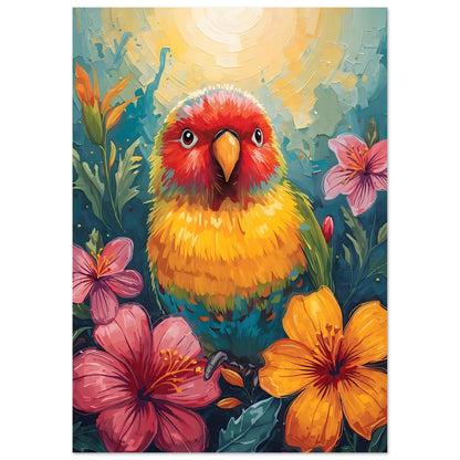 Tropical Parrot Paradise Fine Art Poster - Vivid Abstract Bird & Floral Wall Decor 21x29.7 cm 8x12"