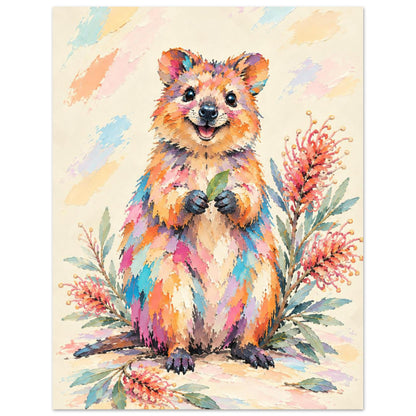 Quokka Painted Australian Animal Fine Art Poster 27x35 cm 11x14″