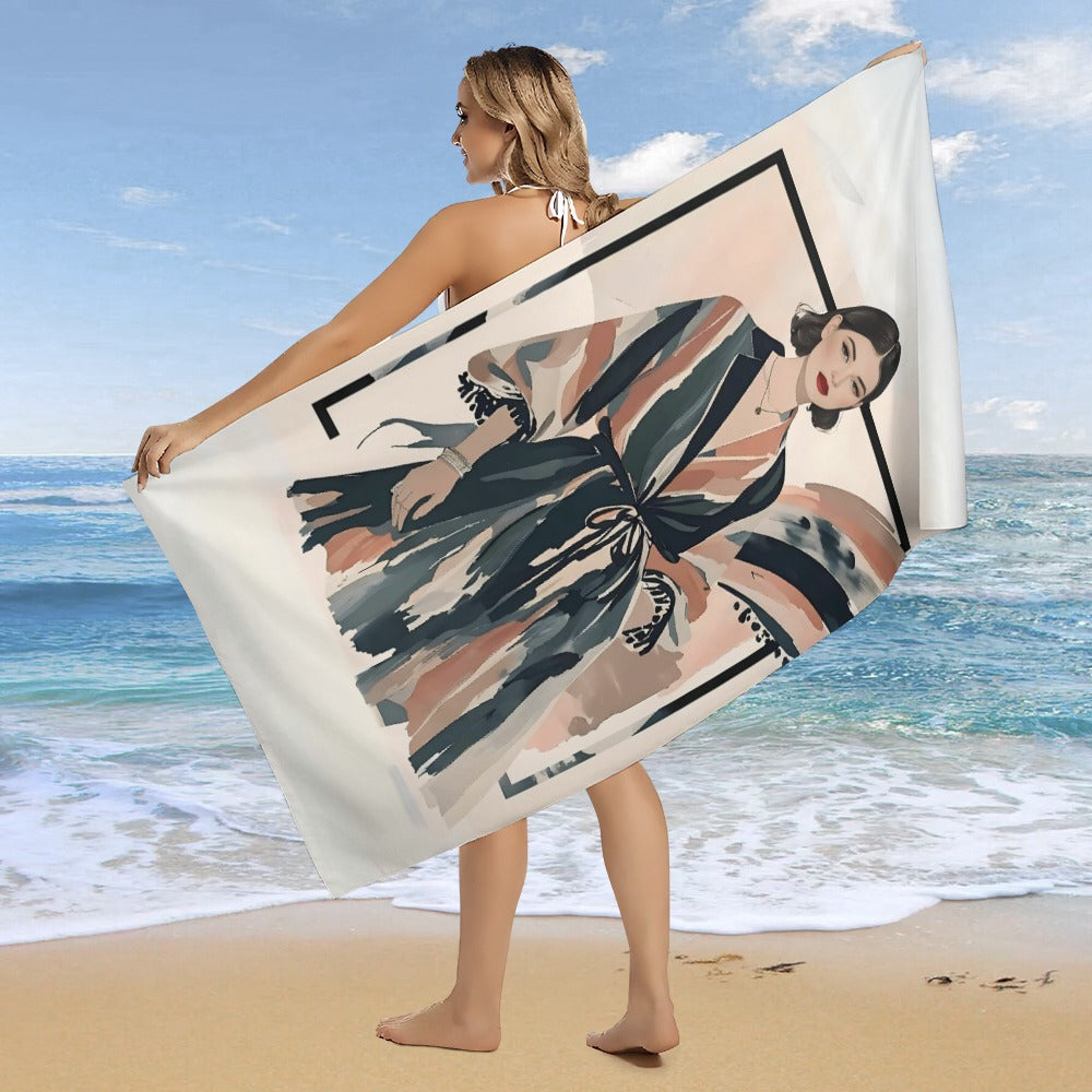 Modern Muse – Premium Beach Towel | Fashion Illustration Art | 160×80 cm