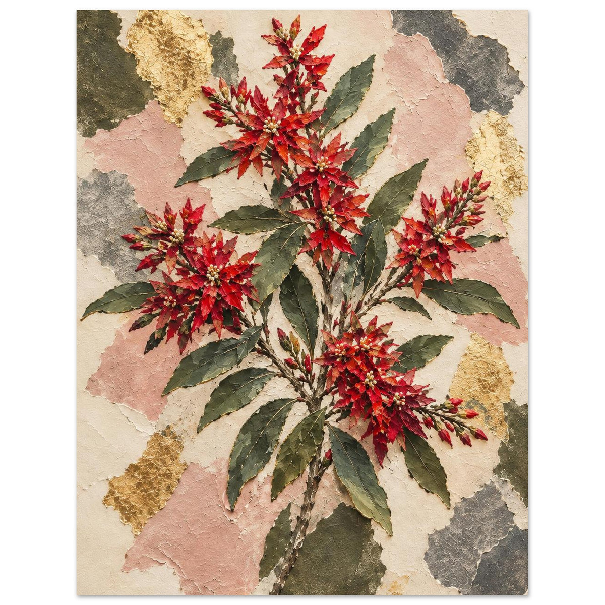 NSW Christmas Bush Australian Native Flower Fine Art Poster 27x35 cm 11x14″