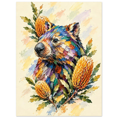 Wombat Painted Australian Animal Fine Art Poster 45x60 cm 18x24″