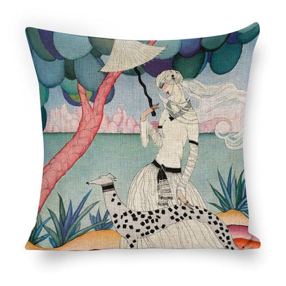 Gentle Companionship Linen Cushion Pillow Cover — Double-Sided Print, 45×45cm rice white 18"×18"