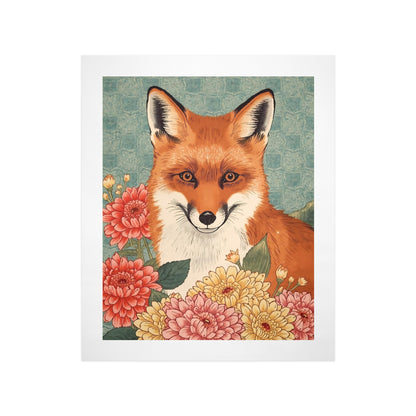 Floral Fox – Japanese Ukiyo-e Inspired Canvas Wall Art Print 16"x20" (40 x 50cm)