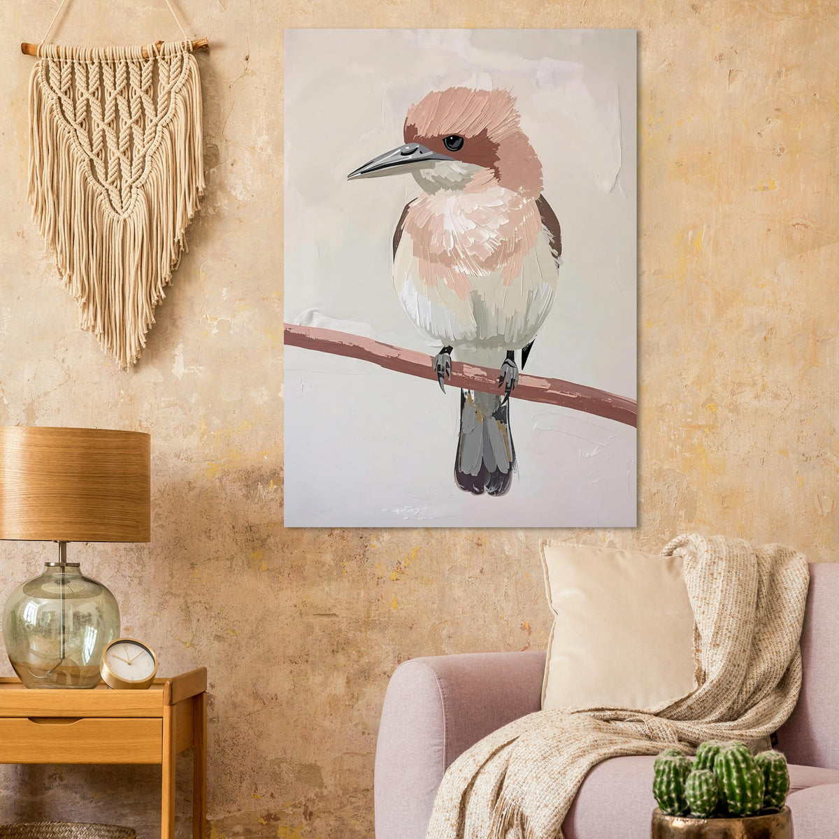 Elegant Neutral Toned Bird Fine Art Poster – Vivid Color Choices and Sizes
