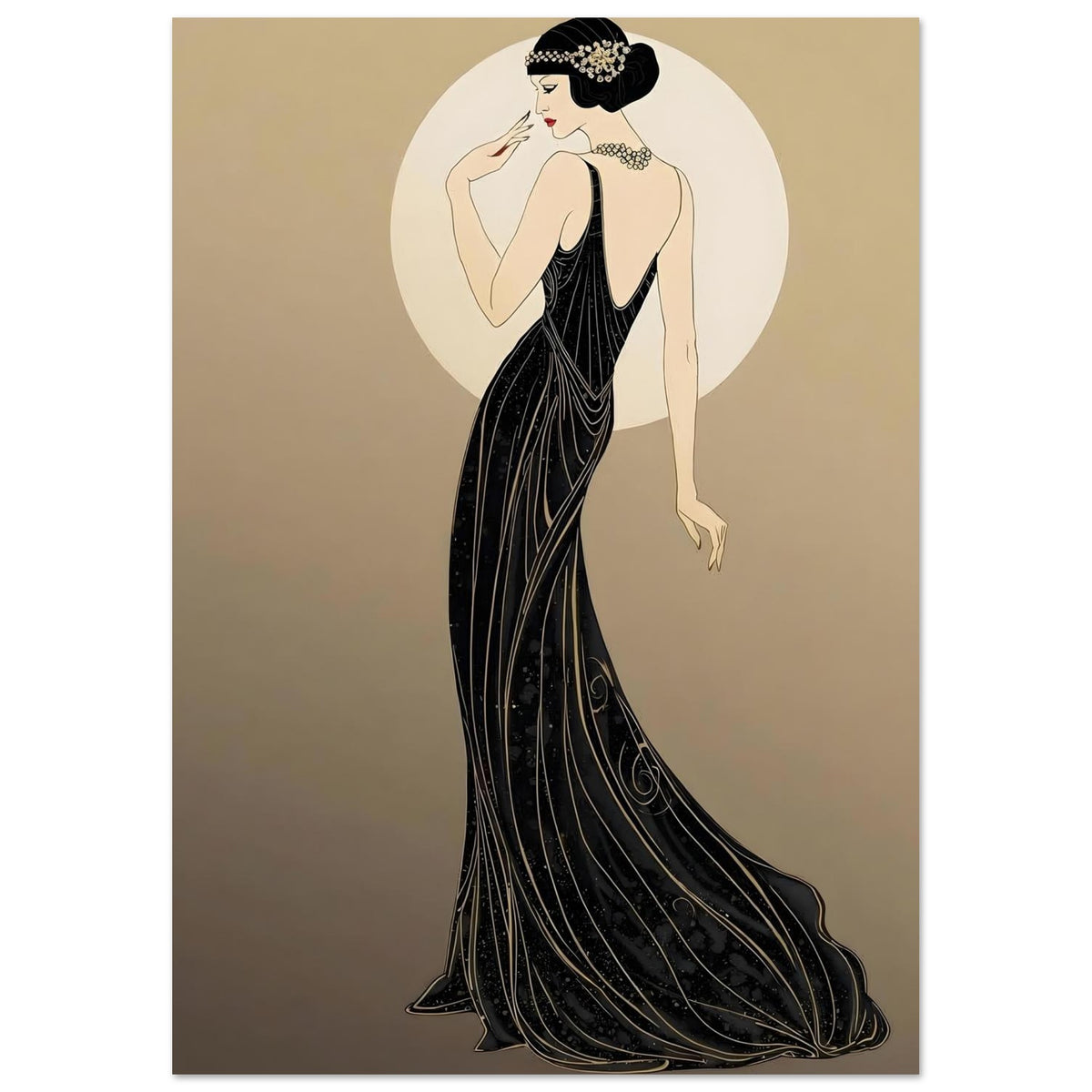 Roaring Twenties Art Deco Diva Fine Art Poster - Glamorous Flapper Style in Various Sizes 21x29.7 cm 8x12"