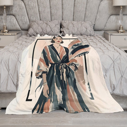 Modern Muse – Ultra-Soft Flannel Throw Blanket | Vintage-Style Fashion Art