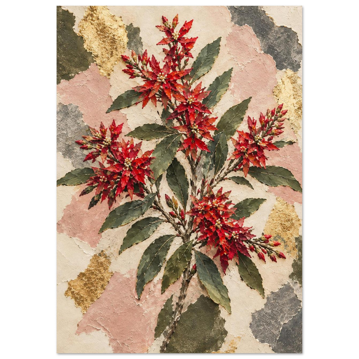 NSW Christmas Bush Australian Native Flower Fine Art Poster 21x29.7 cm 8x12"