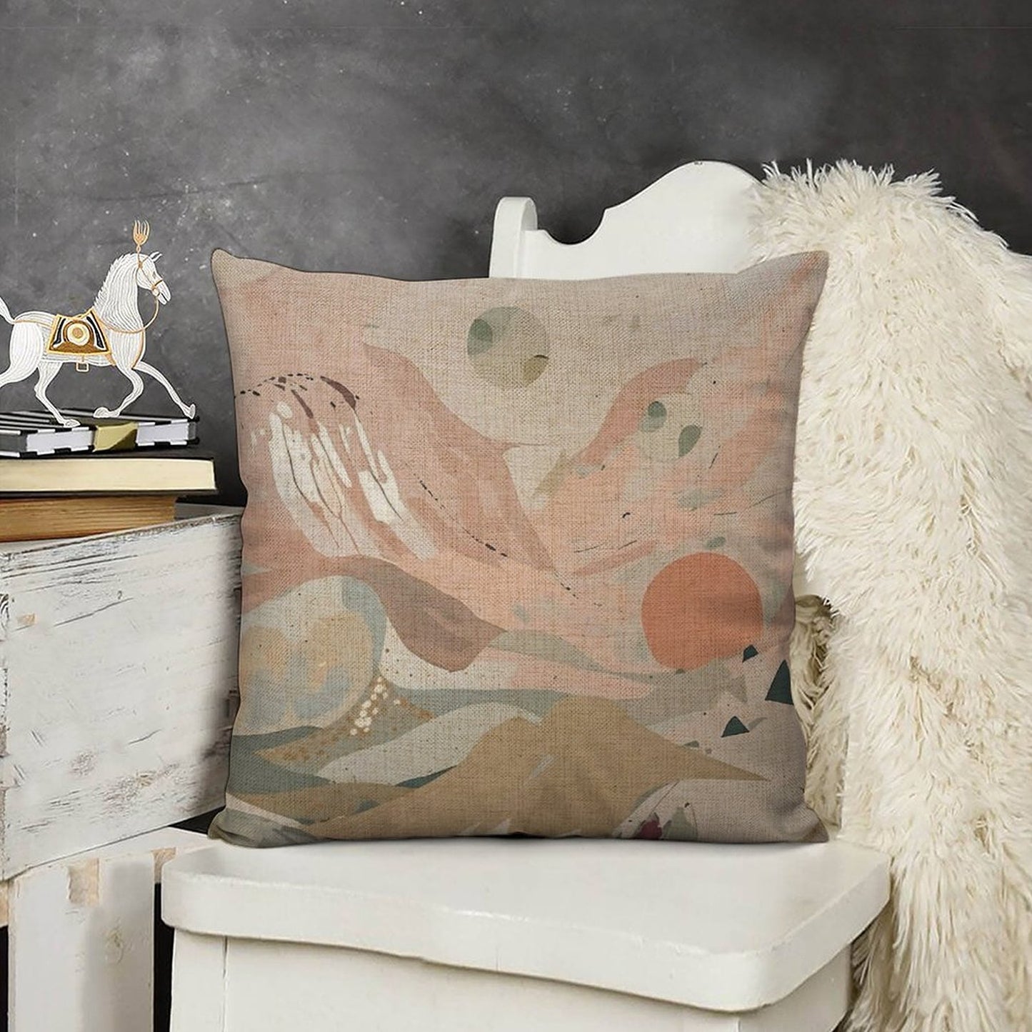 Celestial Dusk – Abstract Pastel Landscape Linen Cushion Covers | 45 x 45cm | Set of 2