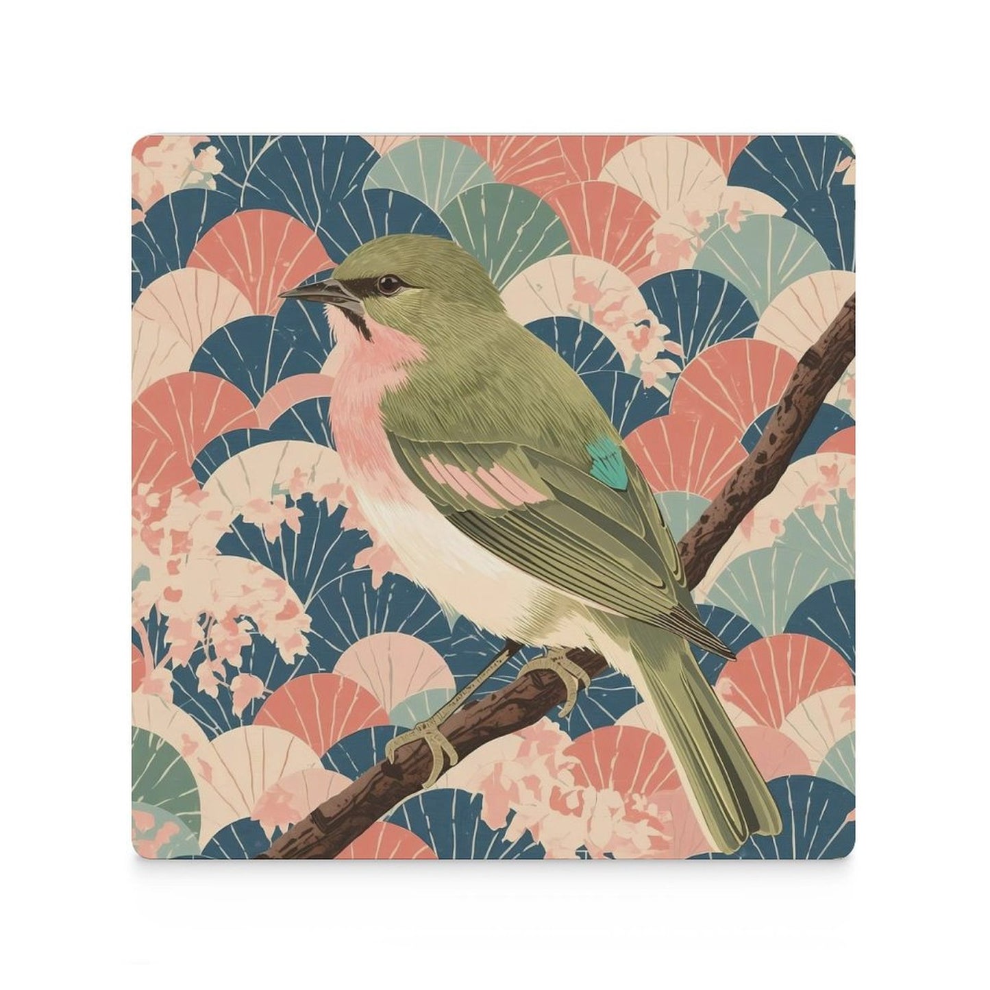 Songbird Serenity Japanese Ukiyo-e Inspired Ceramic Coasters (Set of 4 or 6)