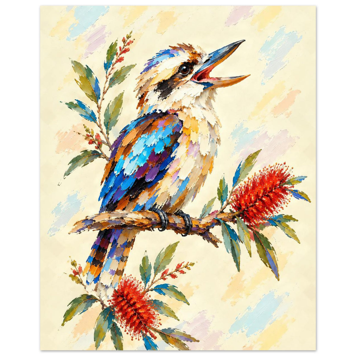 Kookaburra Painted Australian Animal Fine Art Poster 40x50 cm 16x20″