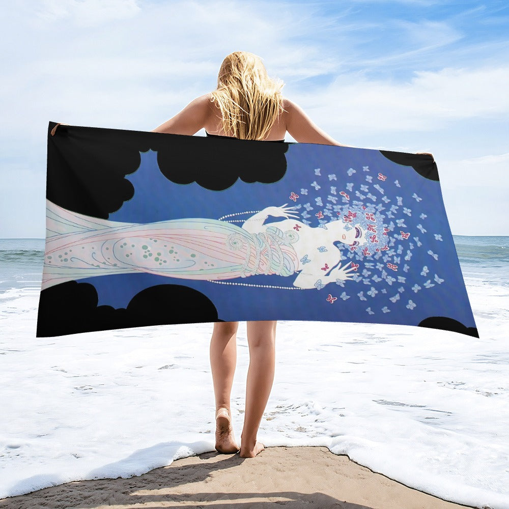 Vintage Glamour Beach Towel – “Ms Vogue” Art Deco Style – 160×80 cm