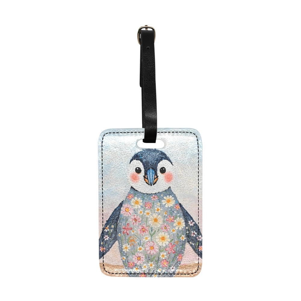 Floral Penguin Luggage Tag