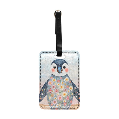 Floral Penguin Luggage Tag