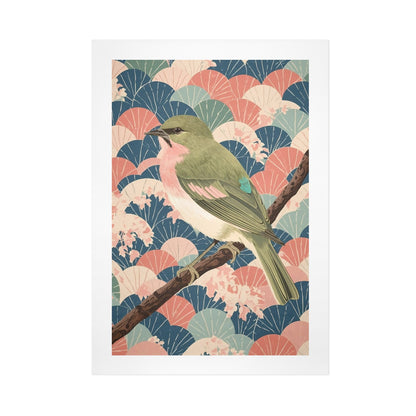 Songbird Serenity – Japanese Ukiyo-e Inspired Canvas Wall Art Print 16"x24" (40 x 60cm)