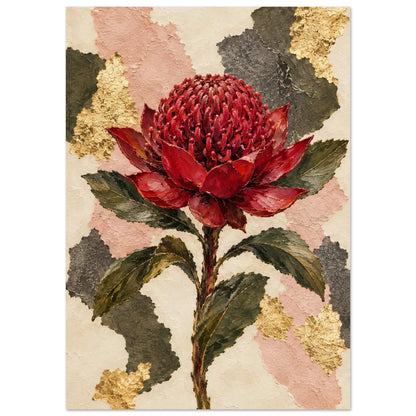 Waratah Australian Native Flower Fine Art Poster A1 (59.4 x 84.1 cm)