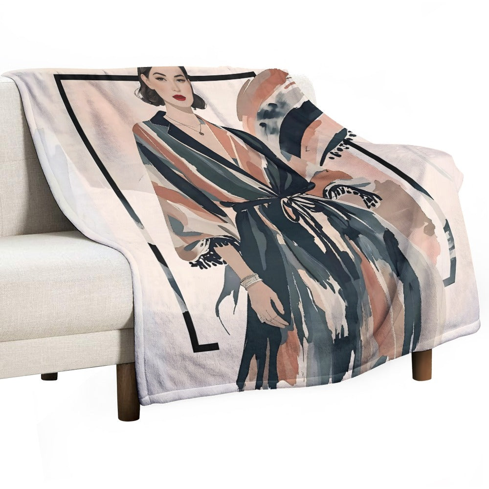 Modern Muse – Ultra-Soft Flannel Throw Blanket | Vintage-Style Fashion Art