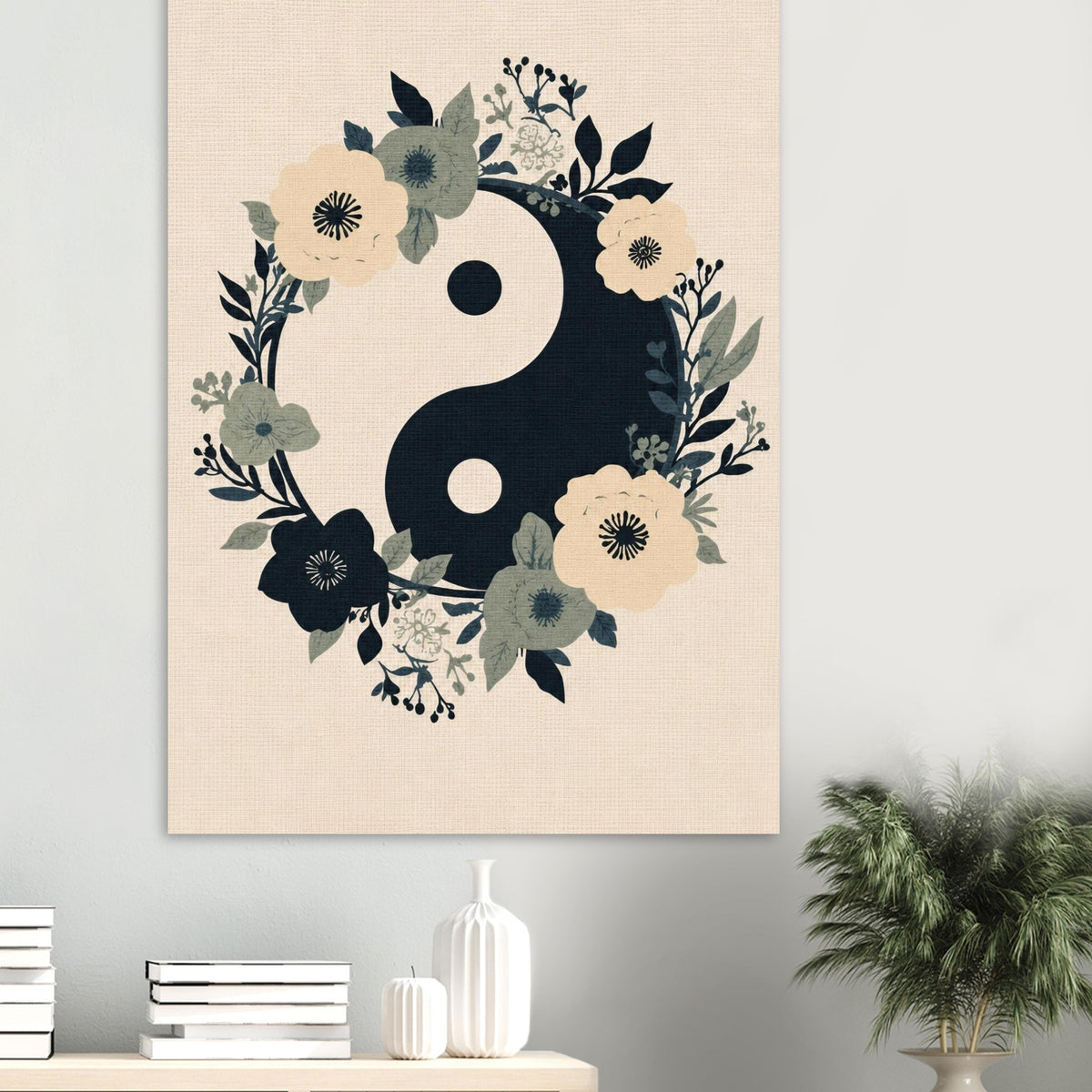 Floral Yin Yang Harmony Fine Art Poster - Balance & Serenity Wall Decor