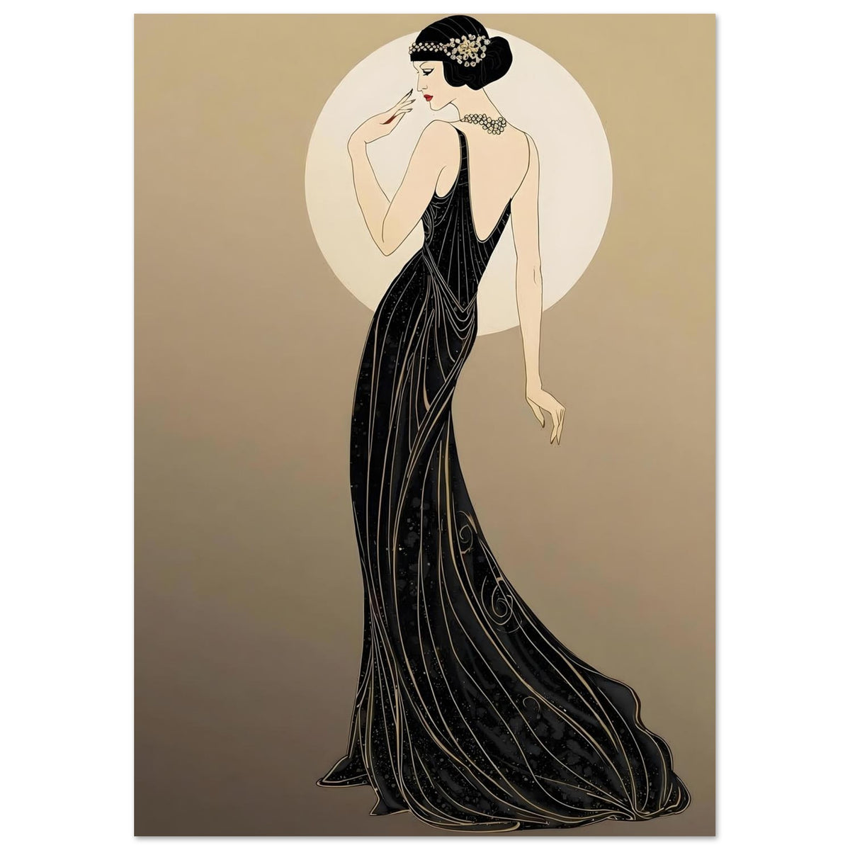 Roaring Twenties Art Deco Diva Fine Art Poster - Glamorous Flapper Style in Various Sizes A3 (29.7 x 42 cm)