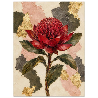 Waratah Australian Native Flower Fine Art Poster 60x80 cm 24x32″
