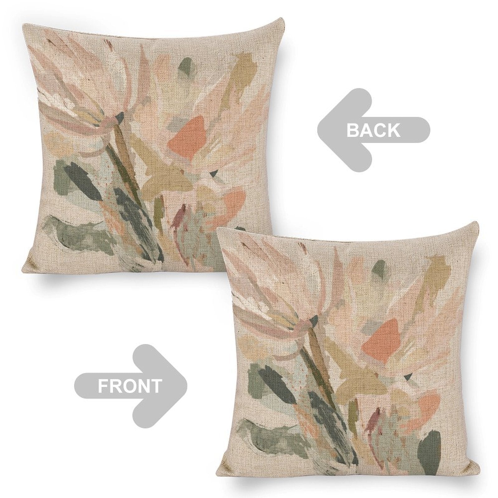 Abstract Floral Linen Double Sided Throw Pillow Cushion Covers | 45×45 cm