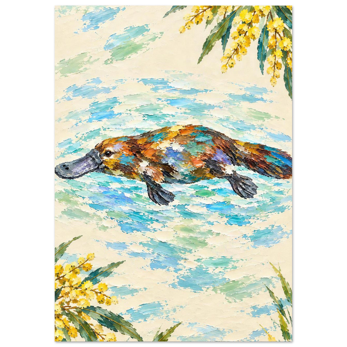 Platypus Painted Australian Animal Fine Art Poster 21x29.7 cm 8x12"