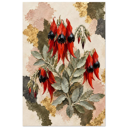 Sturt's Desert Pea Australian Native Flower Fine Art Poster 30x45 cm 12x18″