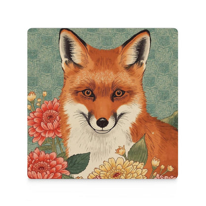 Floral Fox Japanese Ukiyo-e Inspired Ceramic Coasters (Set of 4 or 6)