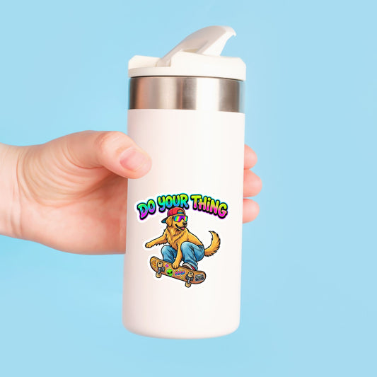 Do Your Thing Skater Dog | 90s Retro | White Vinyl | Die-Cut Sticker