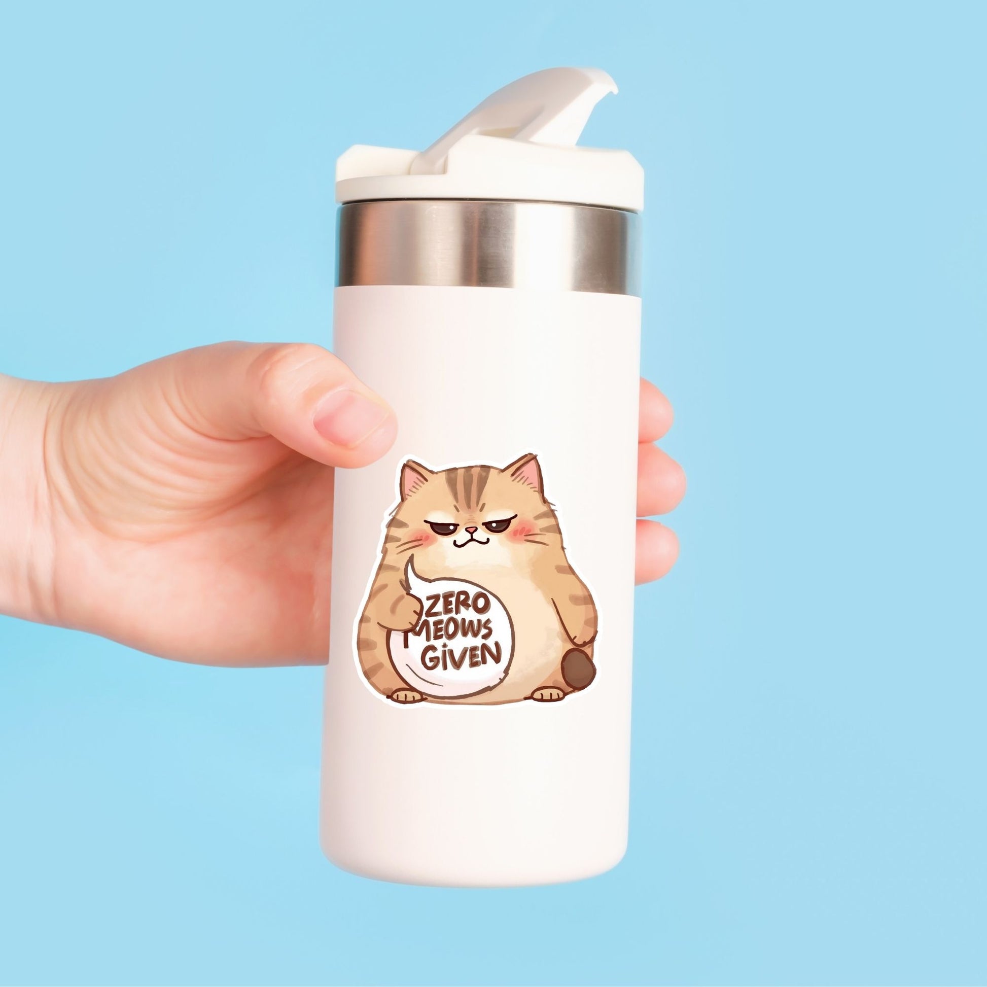 Zero Meows Given Grumpy Cat | Sassy Animal | White Vinyl | Die-Cut Sticker