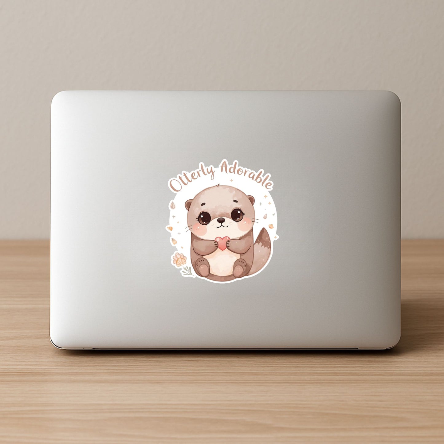 Otterly Adorable Otter Heart | Cute Animal | White Vinyl | Die-Cut Sticker