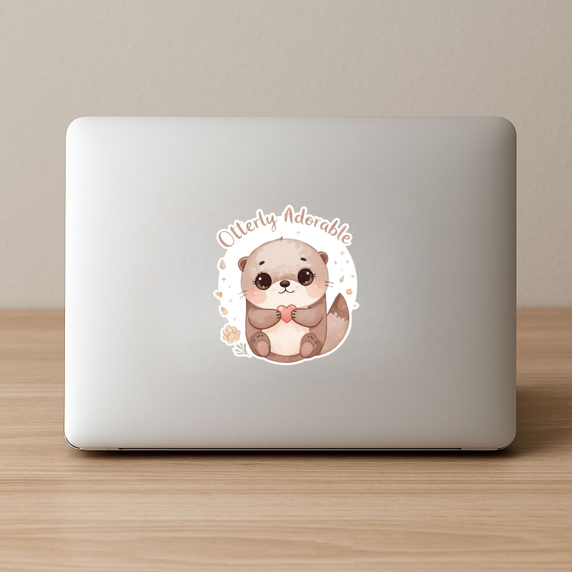 Otterly Adorable Otter Heart | Cute Animal | White Vinyl | Die-Cut Sticker