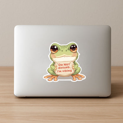 Do Not Disturb Vibing Frog | Chill Aesthetic | White Vinyl | Die-Cut Sticker