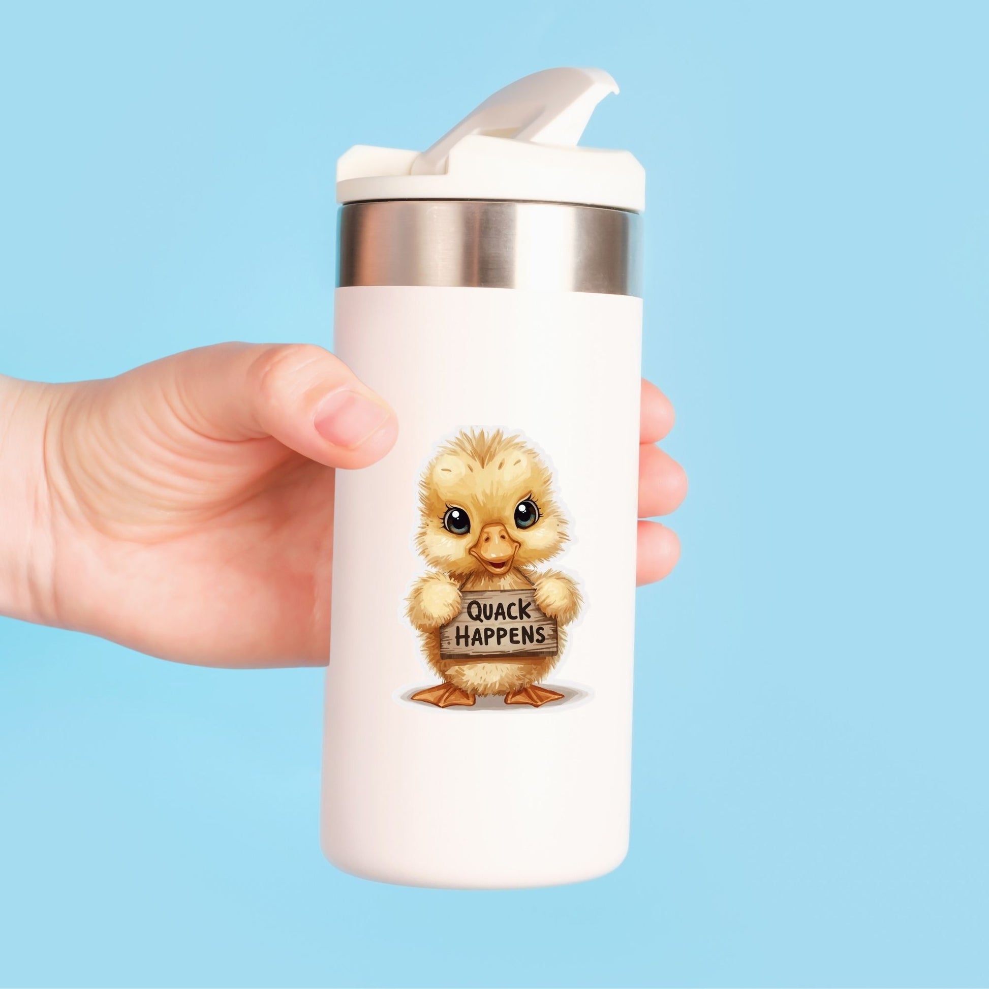 Quack Happens Funny Duck | Farm Animal | White Vinyl | Die-Cut Sticker