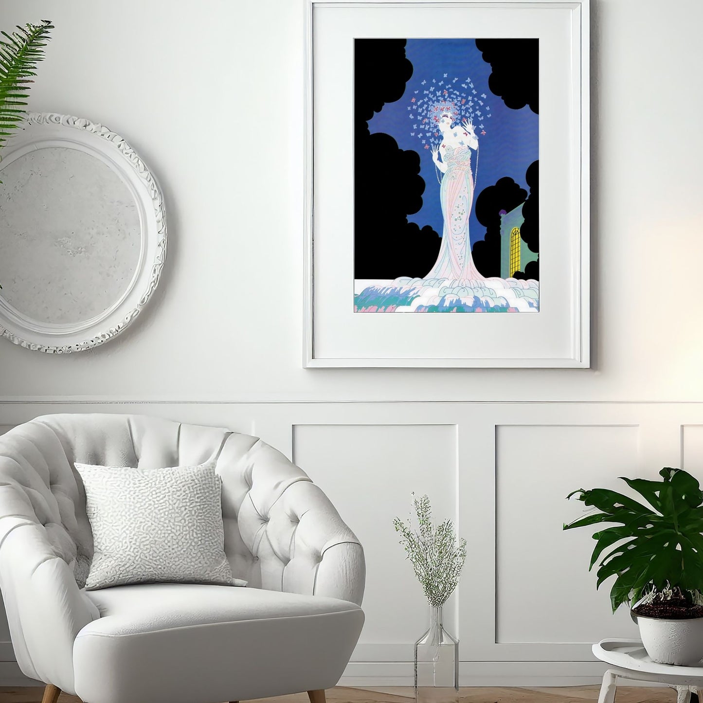 Vintage Glamour “Ms Vogue” – Art Deco Lady with Butterflies | Digital Wall Art | Instant Download