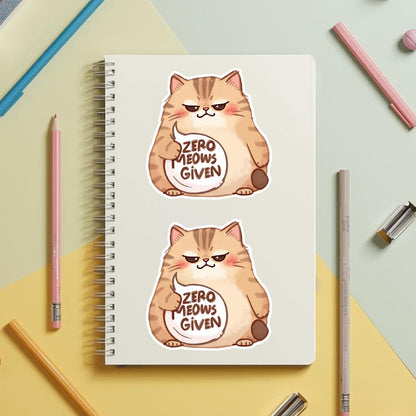 Zero Meows Given Grumpy Cat | Sassy Animal | White Vinyl | Die-Cut Sticker