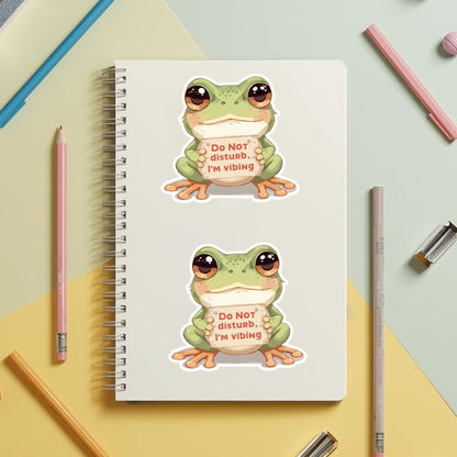 Do Not Disturb Vibing Frog | Chill Aesthetic | White Vinyl | Die-Cut Sticker