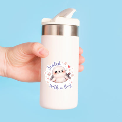 Sealed with a Hug Baby Seal | Ocean Life | White Vinyl | Die-Cut Sticker