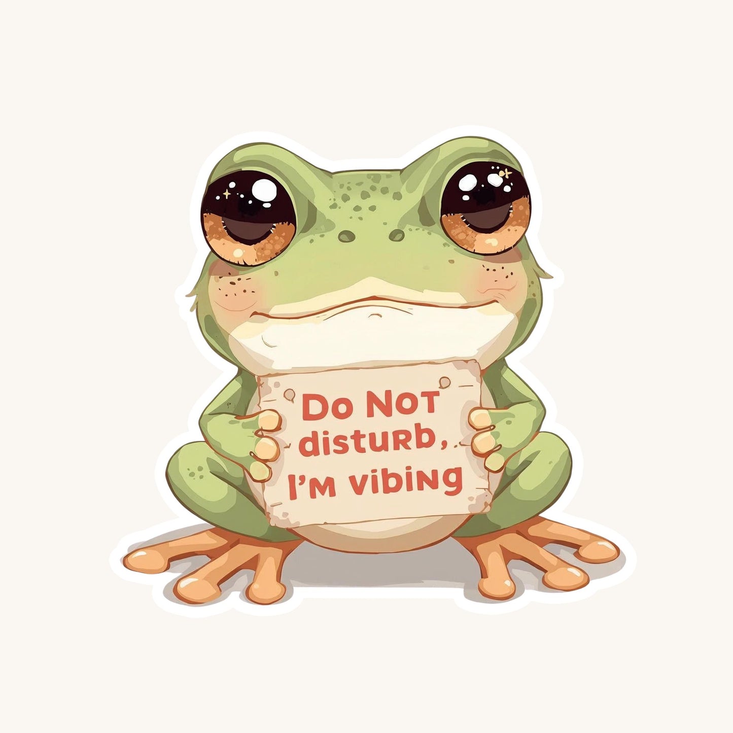 Do Not Disturb Vibing Frog | Chill Aesthetic | White Vinyl | Die-Cut Sticker
