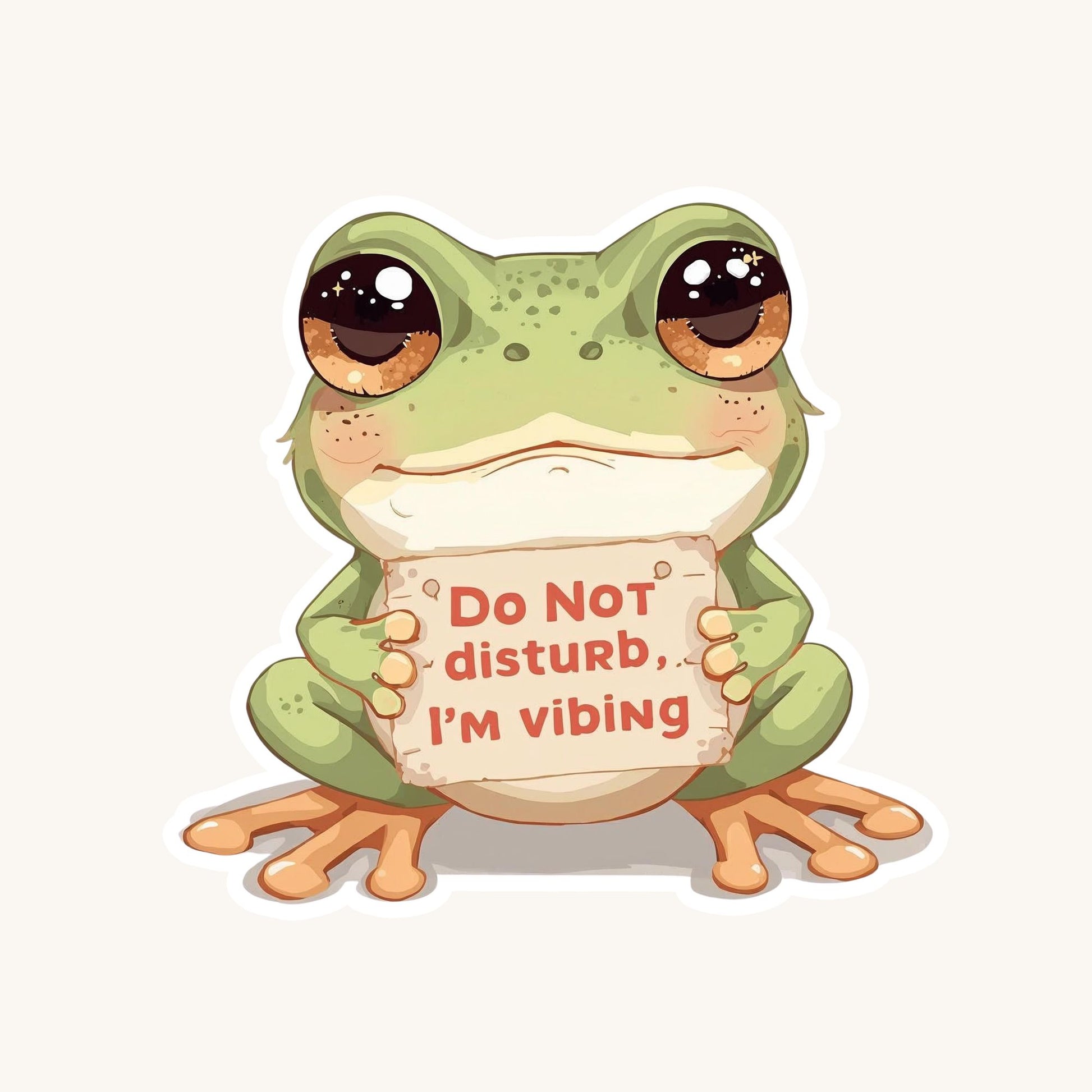 Do Not Disturb Vibing Frog | Chill Aesthetic | White Vinyl | Die-Cut Sticker