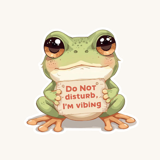 Do Not Disturb Vibing Frog | Chill Aesthetic | White Vinyl | Die-Cut Sticker