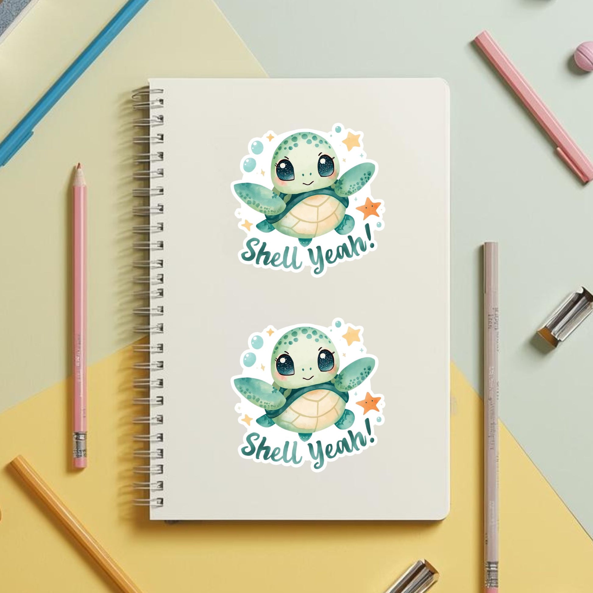 Shell Yeah! Sea Turtle | Ocean Life | White Vinyl | Die-Cut Sticker