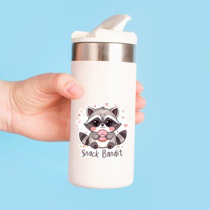 Snack Bandit Raccoon Donut | Funny Animal | White Vinyl | Die-Cut Sticker
