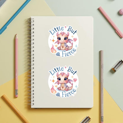 Little But Fierce Dragon | Fantasy | White Vinyl | Die-Cut Sticker