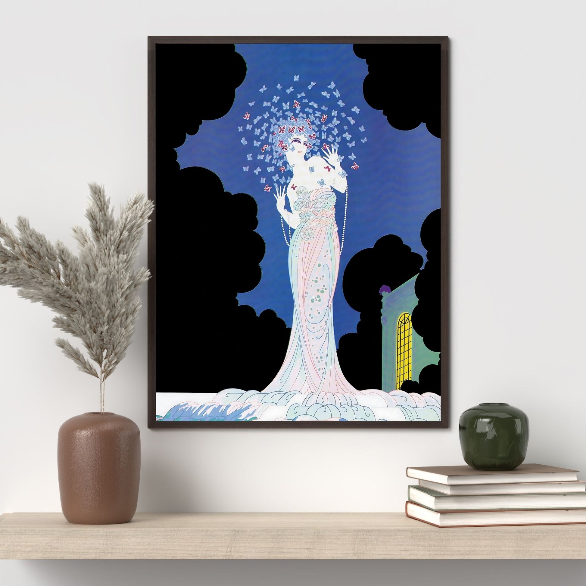 Vintage Glamour “Ms Vogue” – Art Deco Lady with Butterflies | Digital Wall Art | Instant Download