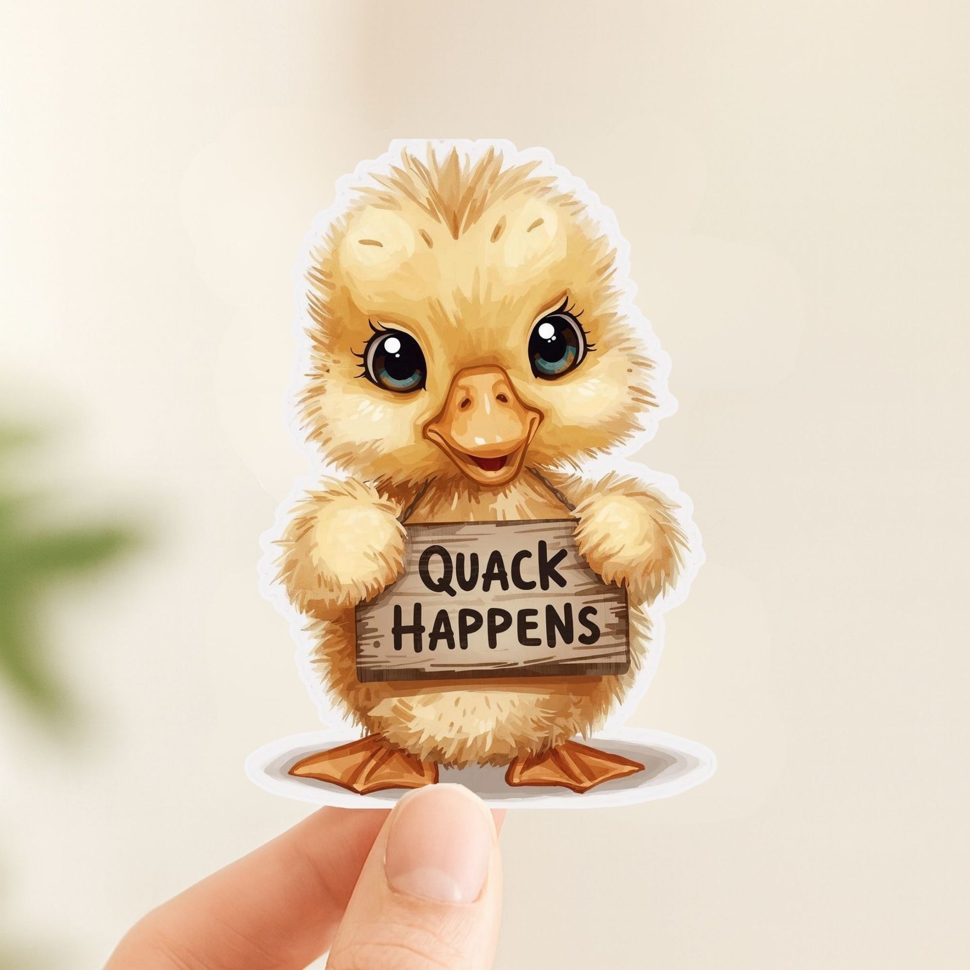 Quack Happens Funny Duck | Farm Animal | White Vinyl | Die-Cut Sticker