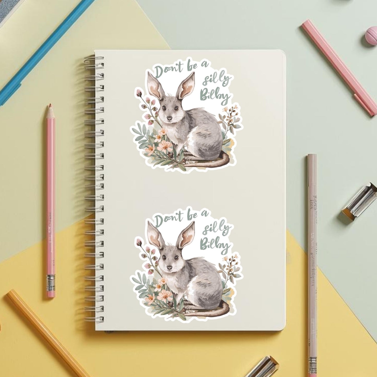 Don't Be a Silly Bilby | Aussie Animal | White Vinyl | Die-Cut Sticker